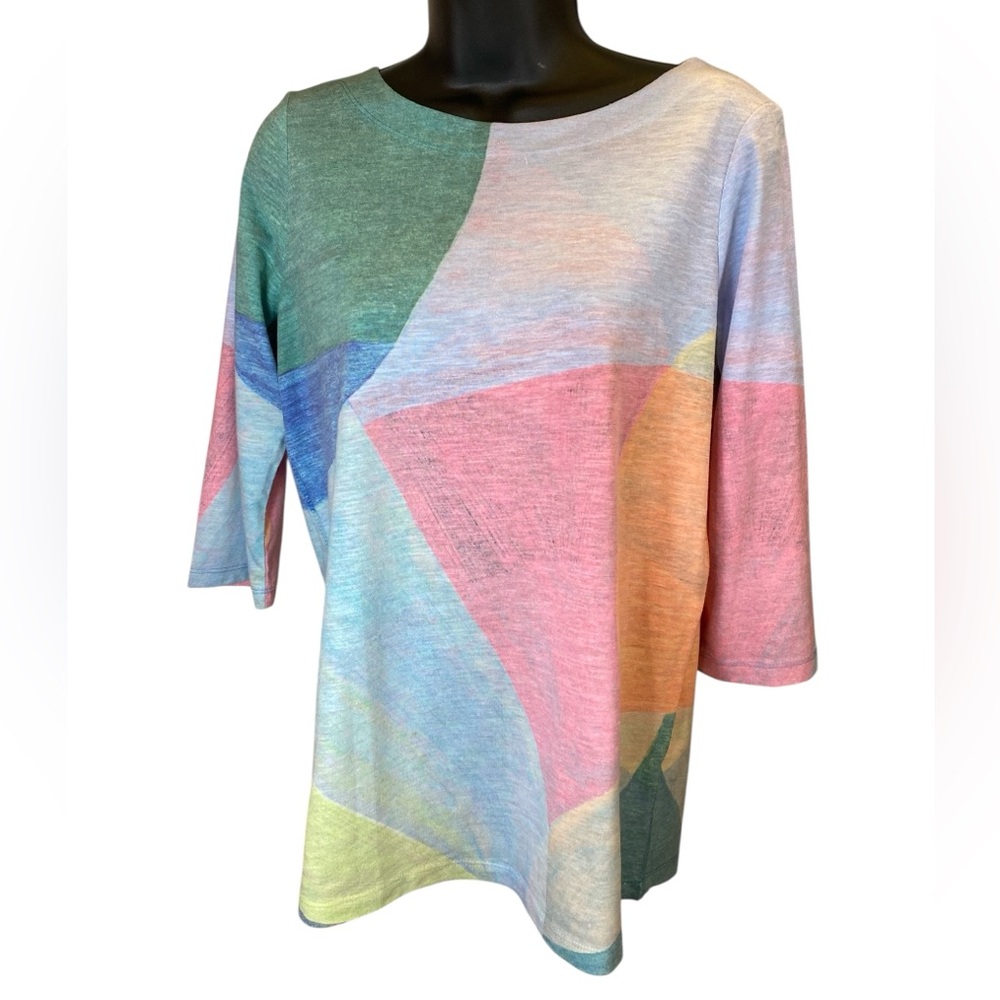 FDJ French Dressing Multicolor Geometric Print 3/4 Sleeve Top Women’s Small